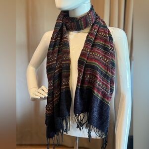 NWOT Italian Corrierildo Striped Fall Scarf with Fringe